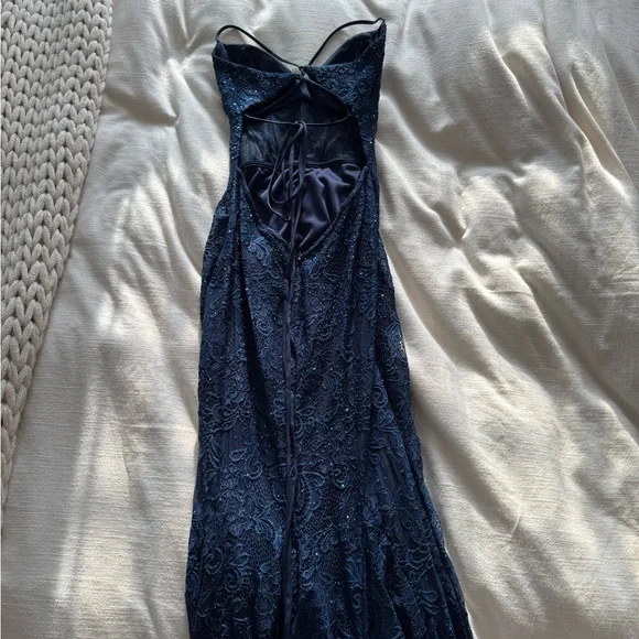 La Femme Navy Prom Dress - Picture 8 of 11